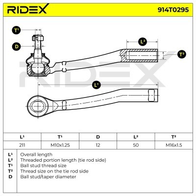 Spurstangenkopf RIDEX 914T0295 914T0295 - foto 5