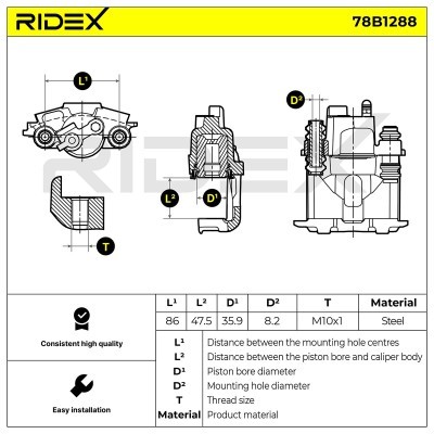 Bremssattel RIDEX 78B1288 78B1288 - foto 6