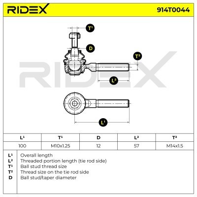 Spurstangenkopf RIDEX 914T0044 914T0044 - foto 5