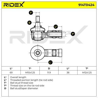 Spurstangenkopf RIDEX 914T0424 914T0424 - foto 6
