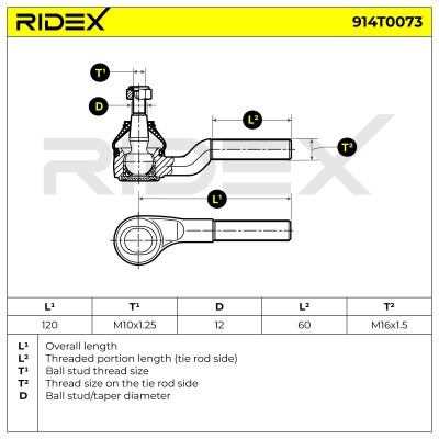 Spurstangenkopf RIDEX 914T0073 914T0073 - foto 3