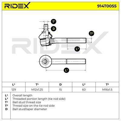Spurstangenkopf RIDEX 914T0055 914T0055 - foto 6