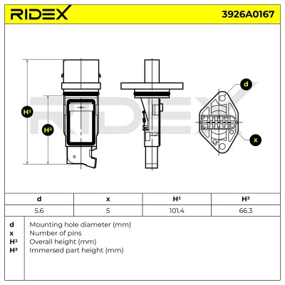 Luftmassenmesser RIDEX 3926A0167 3926A0167 - foto 6