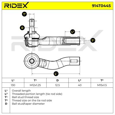 Spurstangenkopf RIDEX 914T0445 914T0445 - foto 7