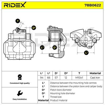 Bremssattel RIDEX 78B0622 78B0622 - foto 5
