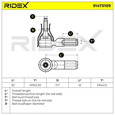 Spurstangenkopf RIDEX 914T0109 914T0109 - foto 3