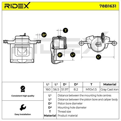 Bremssattel RIDEX 78B1631 78B1631 - foto 6
