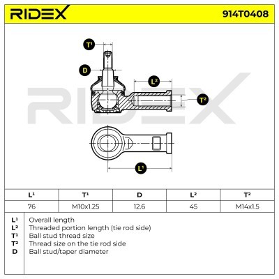 Spurstangenkopf RIDEX 914T0408 914T0408 - foto 5