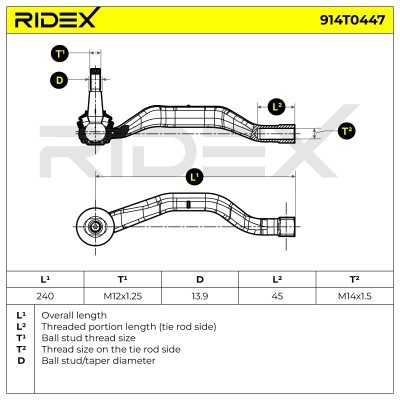 Spurstangenkopf RIDEX 914T0447 914T0447 - foto 6