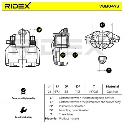 Bremssattel RIDEX 78B0473 78B0473 - foto 7