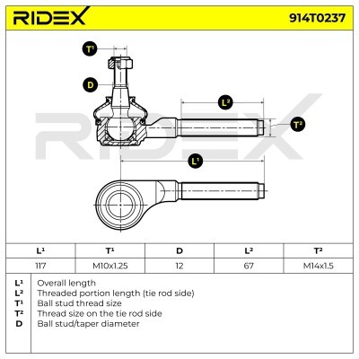 Spurstangenkopf RIDEX 914T0237 914T0237 - foto 3