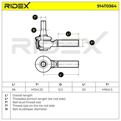 Spurstangenkopf RIDEX 914T0364 914T0364 - foto 6