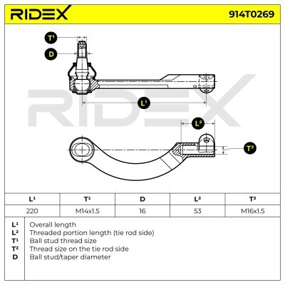 Spurstangenkopf RIDEX 914T0269 914T0269 - foto 5