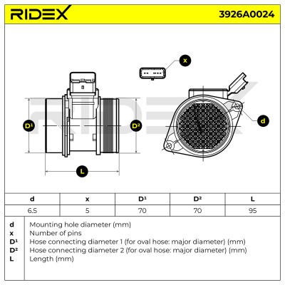 Luftmassenmesser RIDEX 3926A0024 3926A0024 - foto 9
