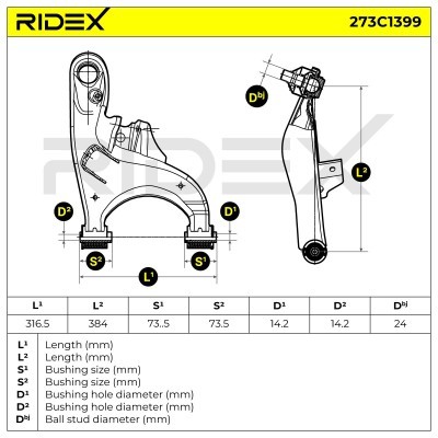 Querlenker RIDEX 273C1399 273C1399 - foto 8