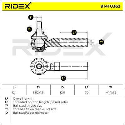 Spurstangenkopf RIDEX 914T0362 914T0362 - foto 5