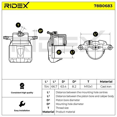Bremssattel RIDEX 78B0683 78B0683 - foto 6