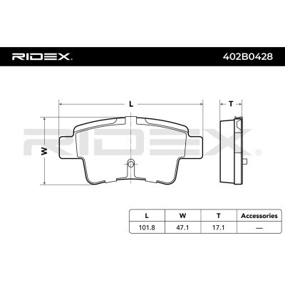 Bremsbeläge Satz RIDEX 402B0428 402B0428 - foto 3