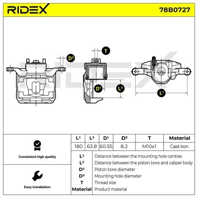 Bremssattel RIDEX 78B0727 78B0727 - foto 6
