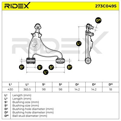 Querlenker RIDEX 273C0495 273C0495 - foto 4
