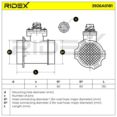 Luftmassenmesser RIDEX 3926A0181 3926A0181 - foto 7