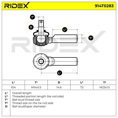 Spurstangenkopf RIDEX 914T0283 914T0283 - foto 5