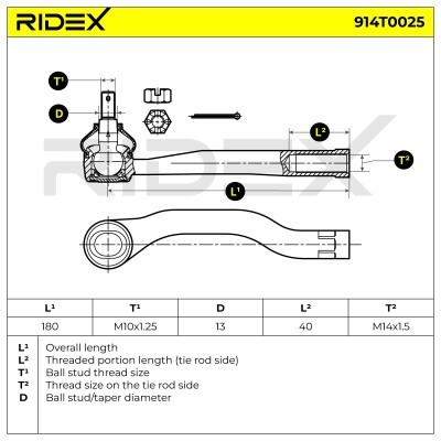 Spurstangenkopf RIDEX 914T0025 914T0025 - foto 3