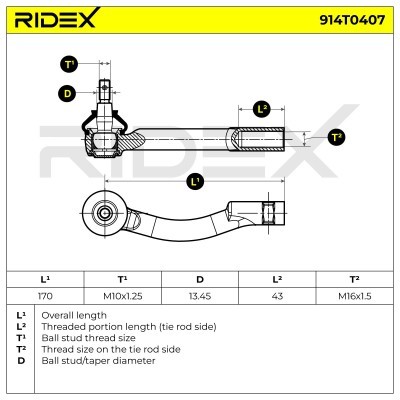 Spurstangenkopf RIDEX 914T0407 914T0407 - foto 6