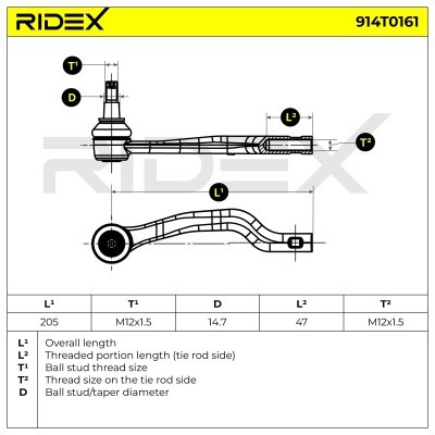 Spurstangenkopf RIDEX 914T0161 914T0161 - foto 4