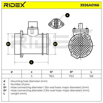 Luftmassenmesser RIDEX 3926A0166 3926A0166 - foto 6