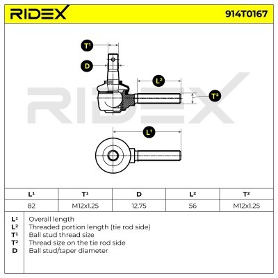 Spurstangenkopf RIDEX 914T0167 914T0167 - foto 5