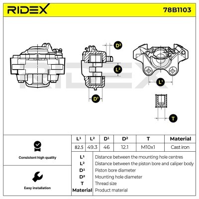 Bremssattel RIDEX 78B1103 78B1103 - foto 6