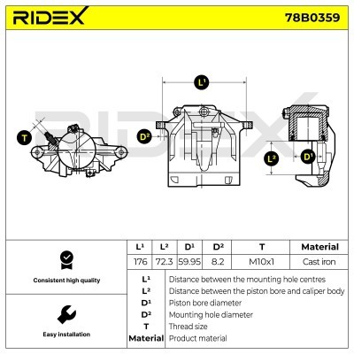 Bremssattel RIDEX 78B0359 78B0359 - foto 5