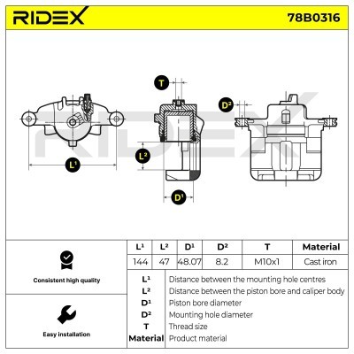 Bremssattel RIDEX 78B0316 78B0316 - foto 6