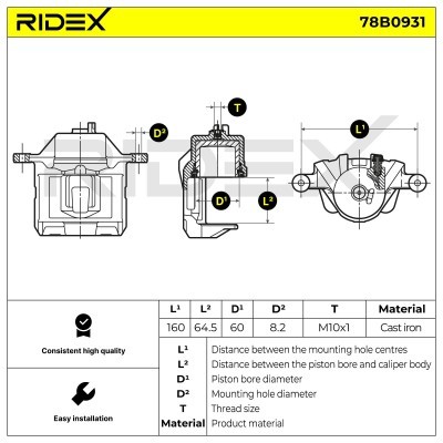 Bremssattel RIDEX 78B0931 78B0931 - foto 6