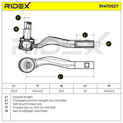 Spurstangenkopf RIDEX 914T0527 914T0527 - foto 6