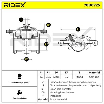 Bremssattel RIDEX 78B0725 78B0725 - foto 5