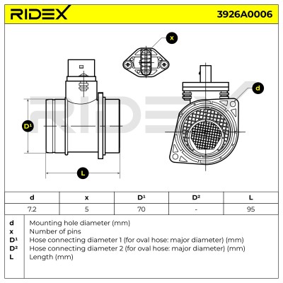 Luftmassenmesser RIDEX 3926A0006 3926A0006 - foto 6