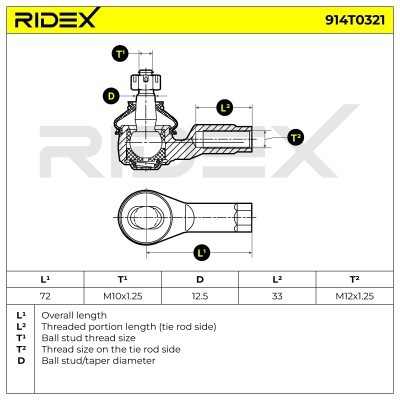 Spurstangenkopf RIDEX 914T0321 914T0321 - foto 5
