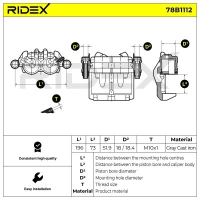 Bremssattel RIDEX 78B1112 78B1112 - foto 5