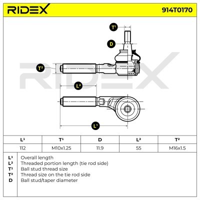 Spurstangenkopf RIDEX 914T0170 914T0170 - foto 5