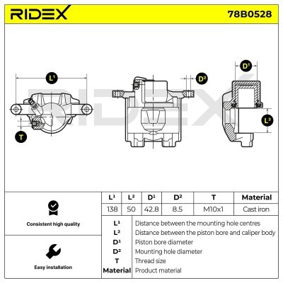 Bremssattel RIDEX 78B0528 78B0528 - foto 7