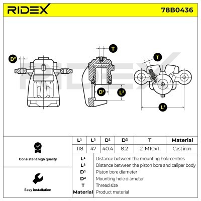Bremssattel RIDEX 78B0436 78B0436 - foto 6