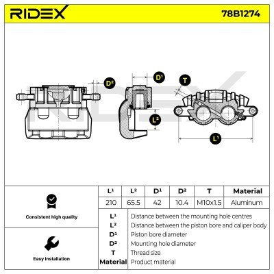 Bremssattel RIDEX 78B1274 78B1274 - foto 5