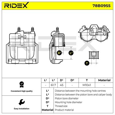 Bremssattel RIDEX 78B0955 78B0955 - foto 6