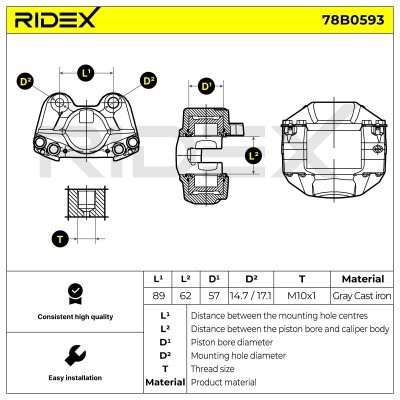 Bremssattel RIDEX 78B0593 78B0593 - foto 6