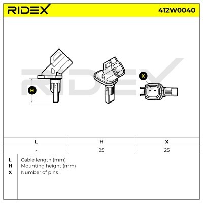 ABS Sensor RIDEX 412W0040 412W0040 - foto 3
