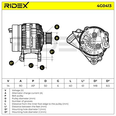 Generator RIDEX 4G0413 4G0413 - foto 8