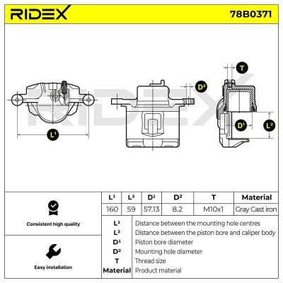 Bremssattel RIDEX 78B0371 78B0371 - foto 6