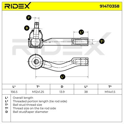 Spurstangenkopf RIDEX 914T0358 914T0358 - foto 5